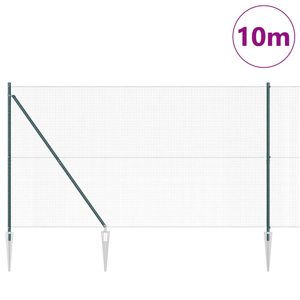 Welded Wire Fence with Spikes 10 x 1.6 m PVC-coated Steel Green