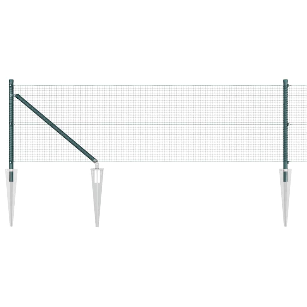 Welded Wire Fence with Spikes 25 x 0.5 m PVC-coated Steel Green