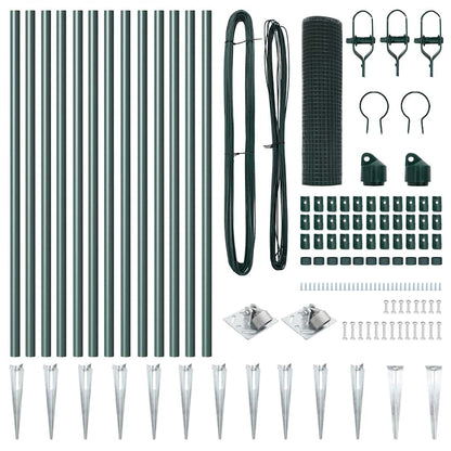 Welded Wire Fence with Spikes 25 x 0.5 m PVC-coated Steel Green