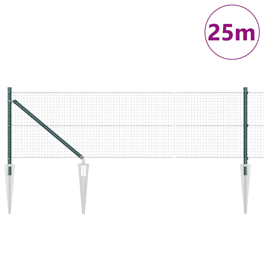 Welded Wire Fence with Spikes 25 x 0.6 m PVC-coated Steel Green