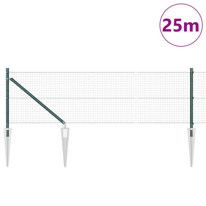 Welded Wire Fence with Spikes 25 x 0.6 m PVC-coated Steel Green