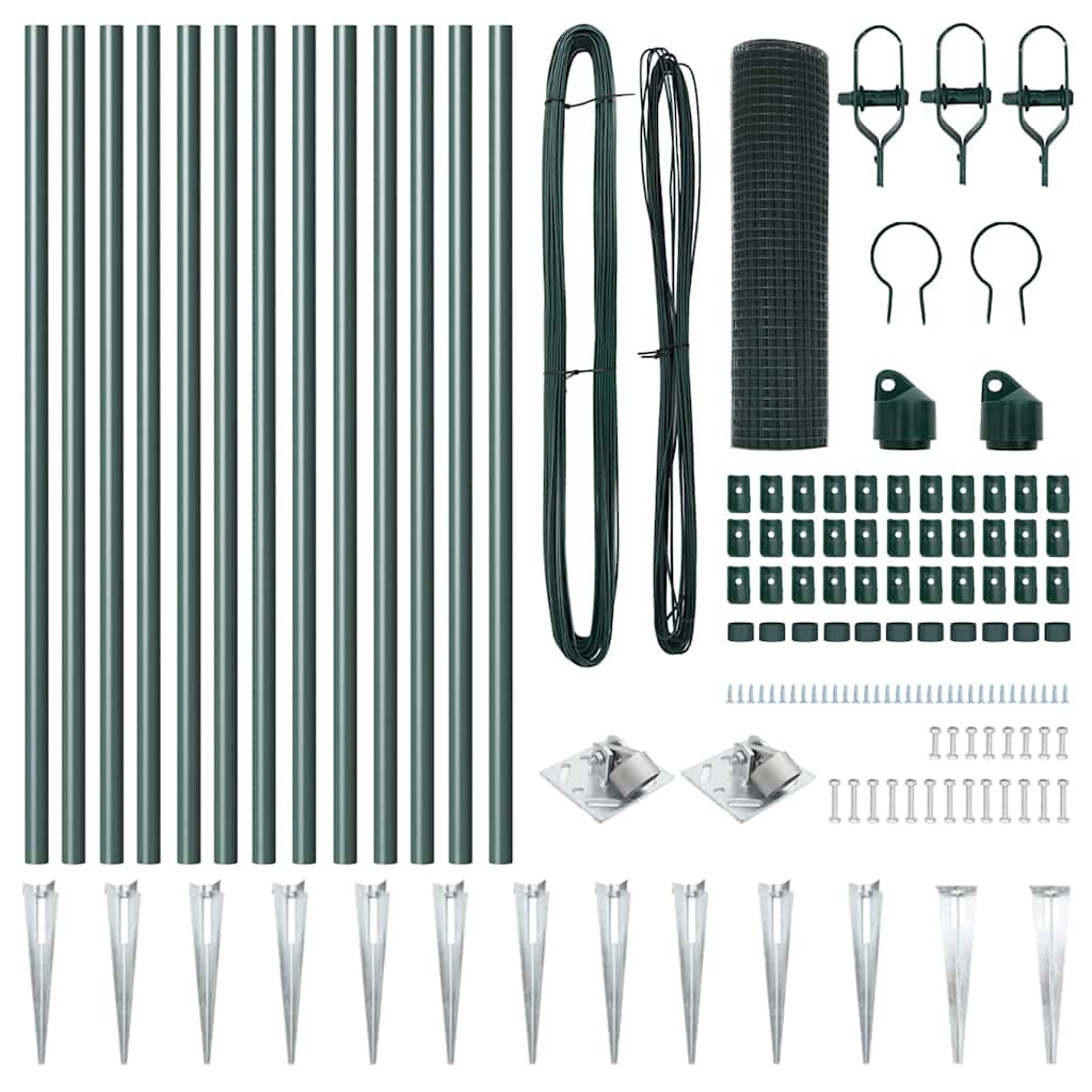Welded Wire Fence with Spikes 25 x 0.8 m PVC-coated Steel Green