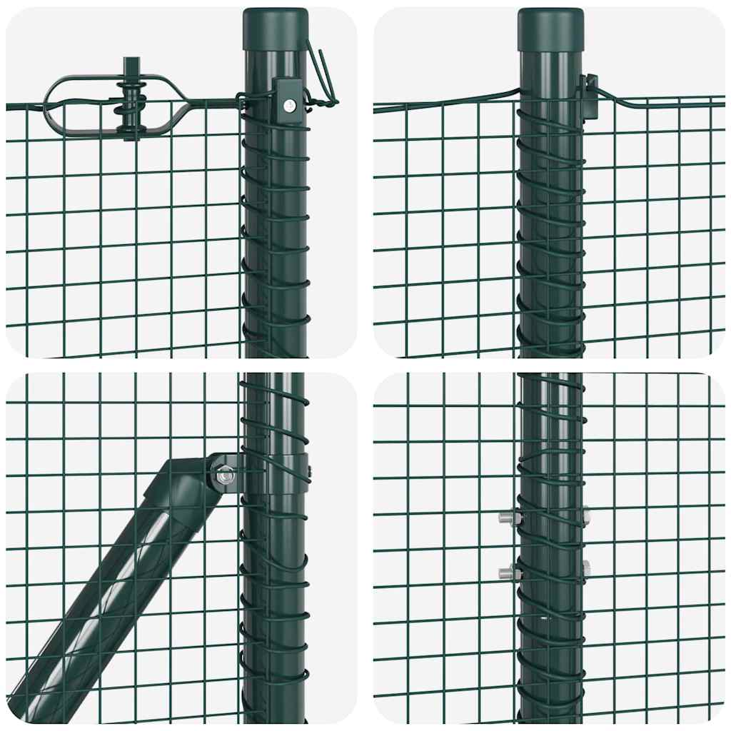 Spike-Installed Welded Mesh Fence Steel and PVC Green Mesh