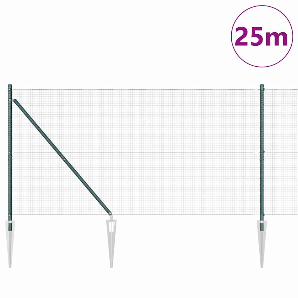 Spike-Installed Welded Mesh Fence Steel and PVC Green Mesh
