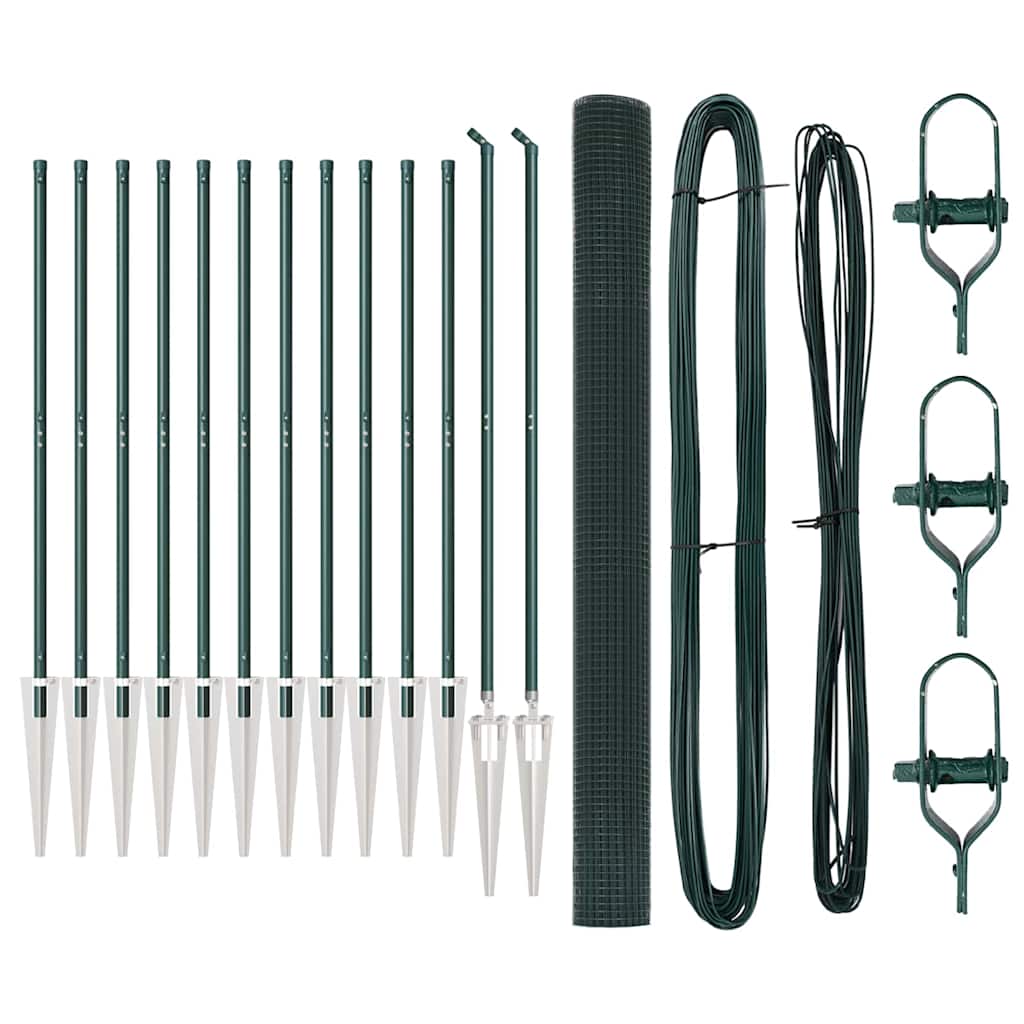 Welded Wire Fence with Spikes 25 x 1.5 m PVC-coated Steel Green