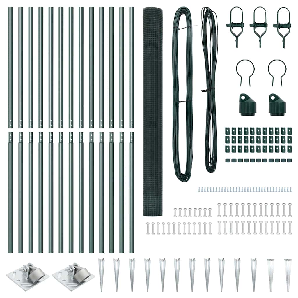 Welded Wire Fence with Spikes 25 x 1.5 m PVC-coated Steel Green
