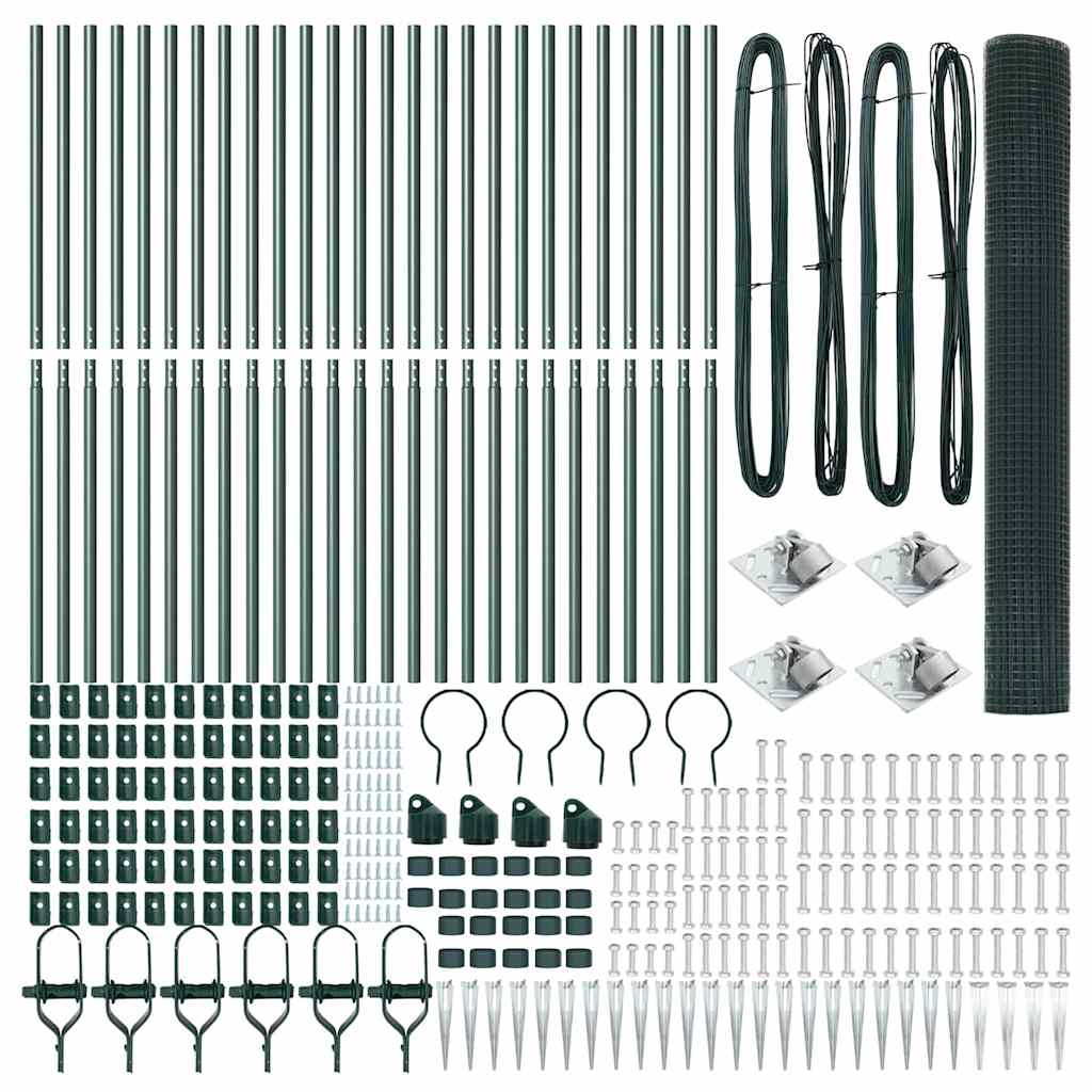 Welded Wire Fence with Spikes Steel and PVC Green Mesh