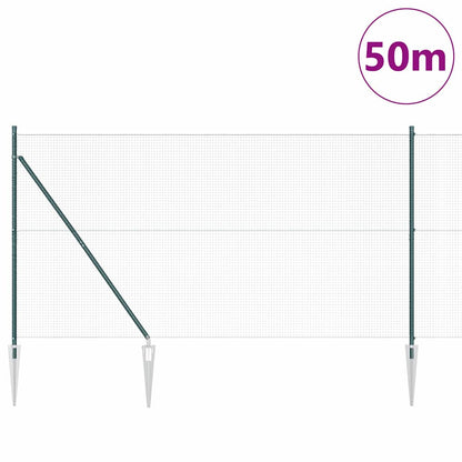 Welded Wire Fence with Spikes 50 x 1.4 m PVC-coated Steel Green