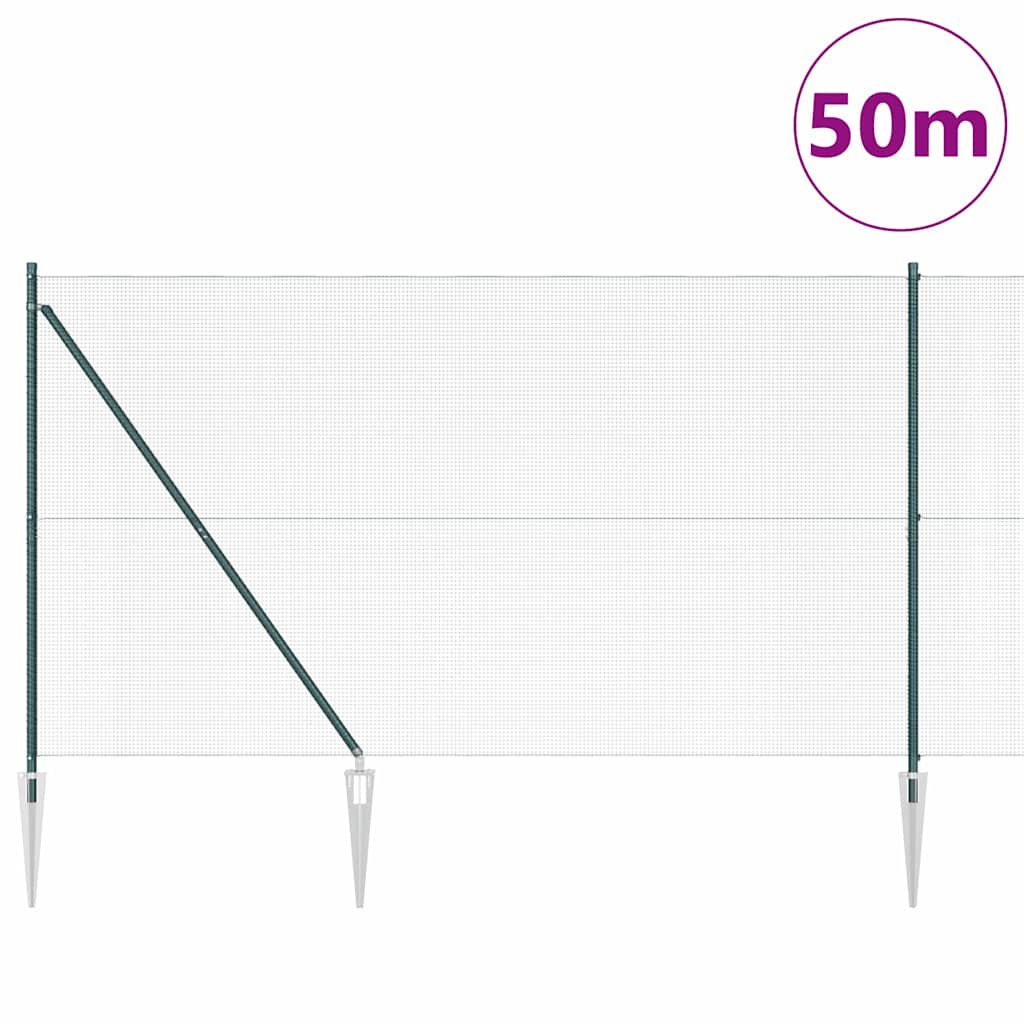 Welded Wire Fence with Spikes 50 x 1.5 m PVC-coated Steel Green