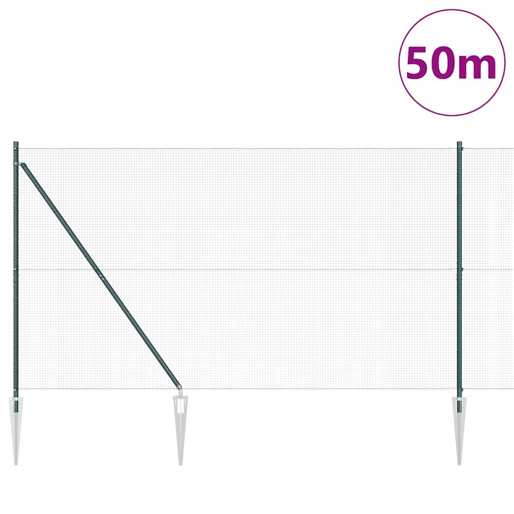Welded Wire Fence with Spikes 50 x 1.5 m PVC-coated Steel Green