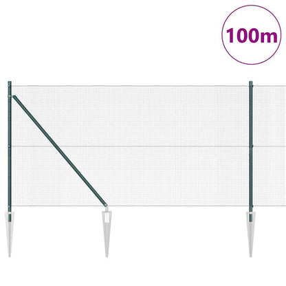 Welded Wire Fence with Spikes 100 x 1 m PVC-coated Steel Green