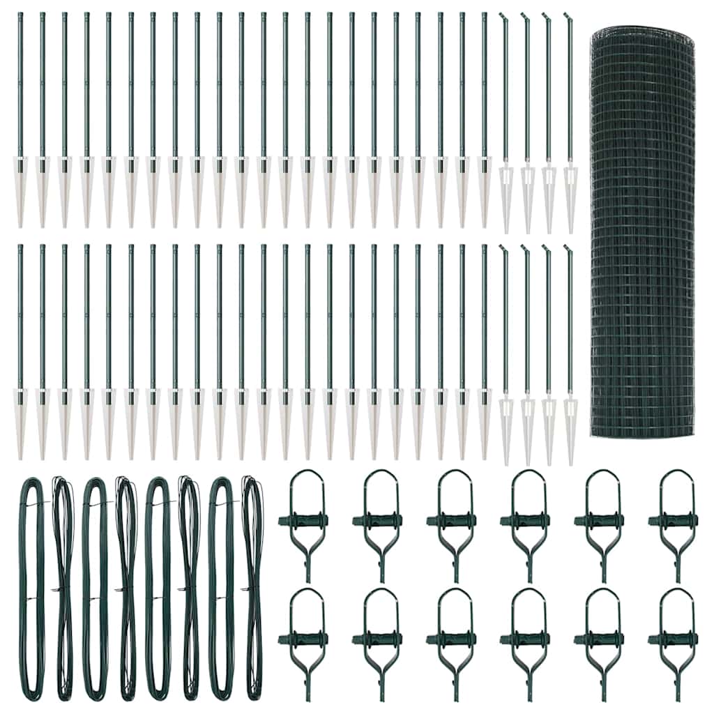 Welded Wire Fence with Spikes 100 x 1 m PVC-coated Steel Green