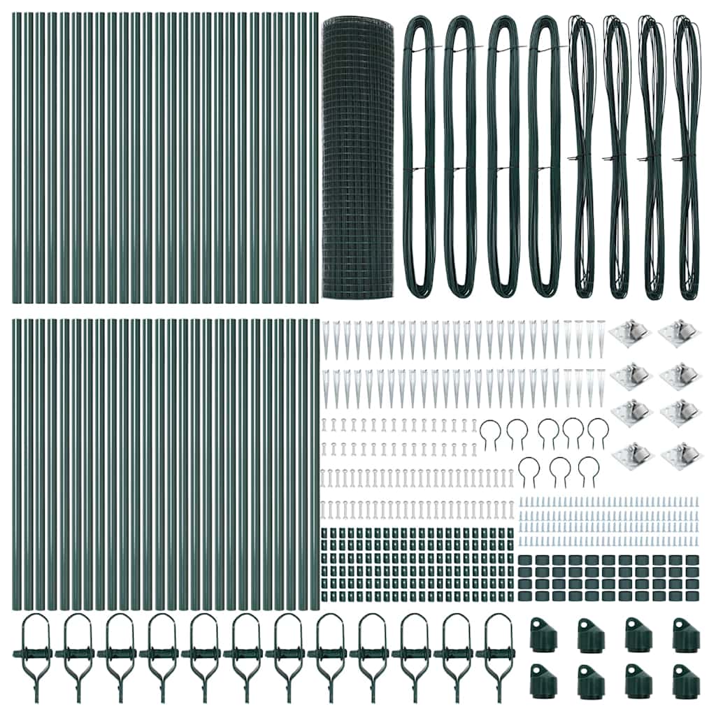 Welded Wire Fence with Spikes 100 x 1 m PVC-coated Steel Green