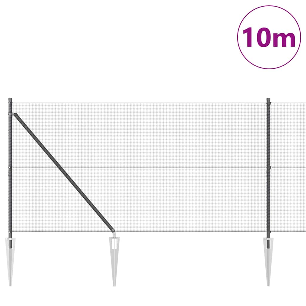 Welded Wire Fence with Spikes 10 x 1 m PVC-coated Steel Grey