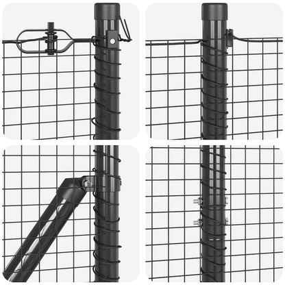 Welded Wire Fence with Spikes Steel and PVC Grey Mesh
