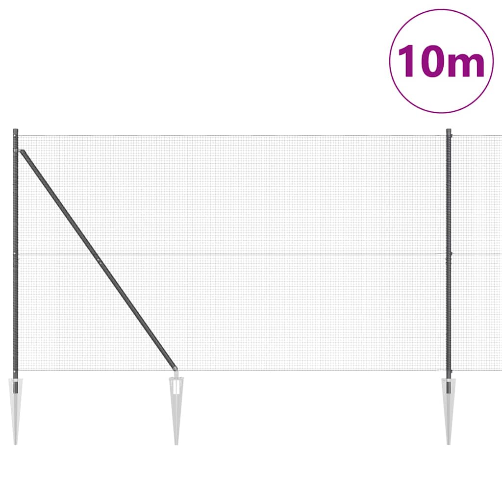 Welded Wire Fence with Spikes 10 x 1.5 m PVC-coated Steel Grey