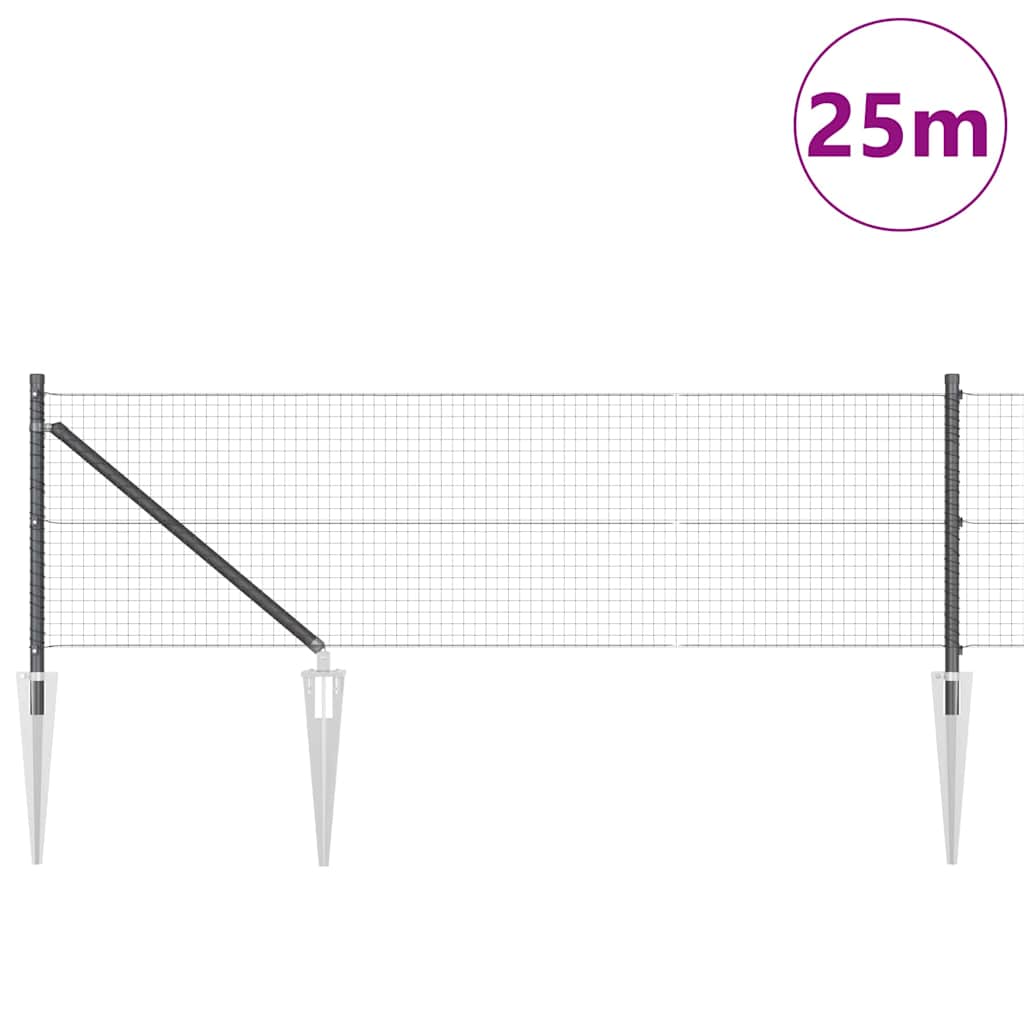 Welded Wire Fence with Spikes 25 x 0.4 m PVC-coated Steel Grey