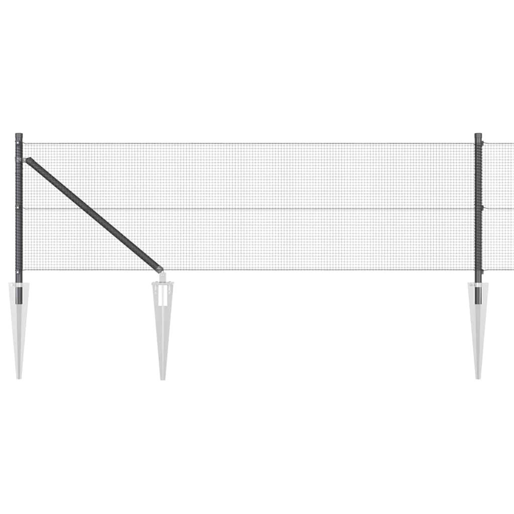 Welded Wire Fence with Spikes 25 x 0.8 m PVC-coated Steel Grey
