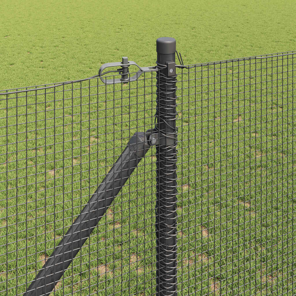 Welded Wire Fence with Spikes 25 x 1.4 m PVC-coated Steel Grey