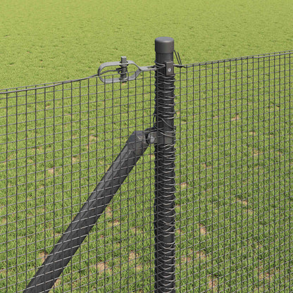 Welded Wire Fence with Spikes 25 x 1.4 m PVC-coated Steel Grey