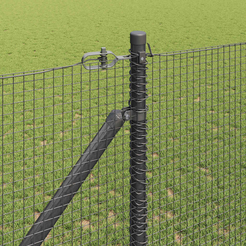 Welded Wire Fence with Spikes 25 x 1.4 m PVC-coated Steel Grey