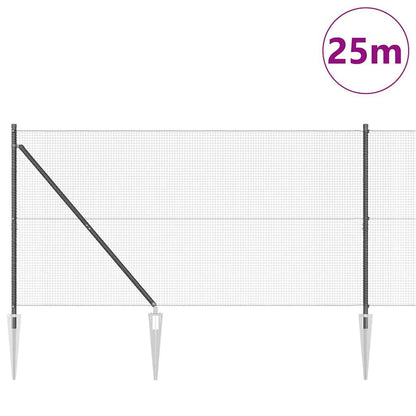 Welded Wire Fence with Spikes 25 x 1.4 m PVC-coated Steel Grey