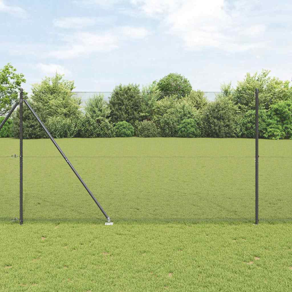Welded Wire Fence with Spikes 25 x 1.5 m PVC-coated Steel Grey