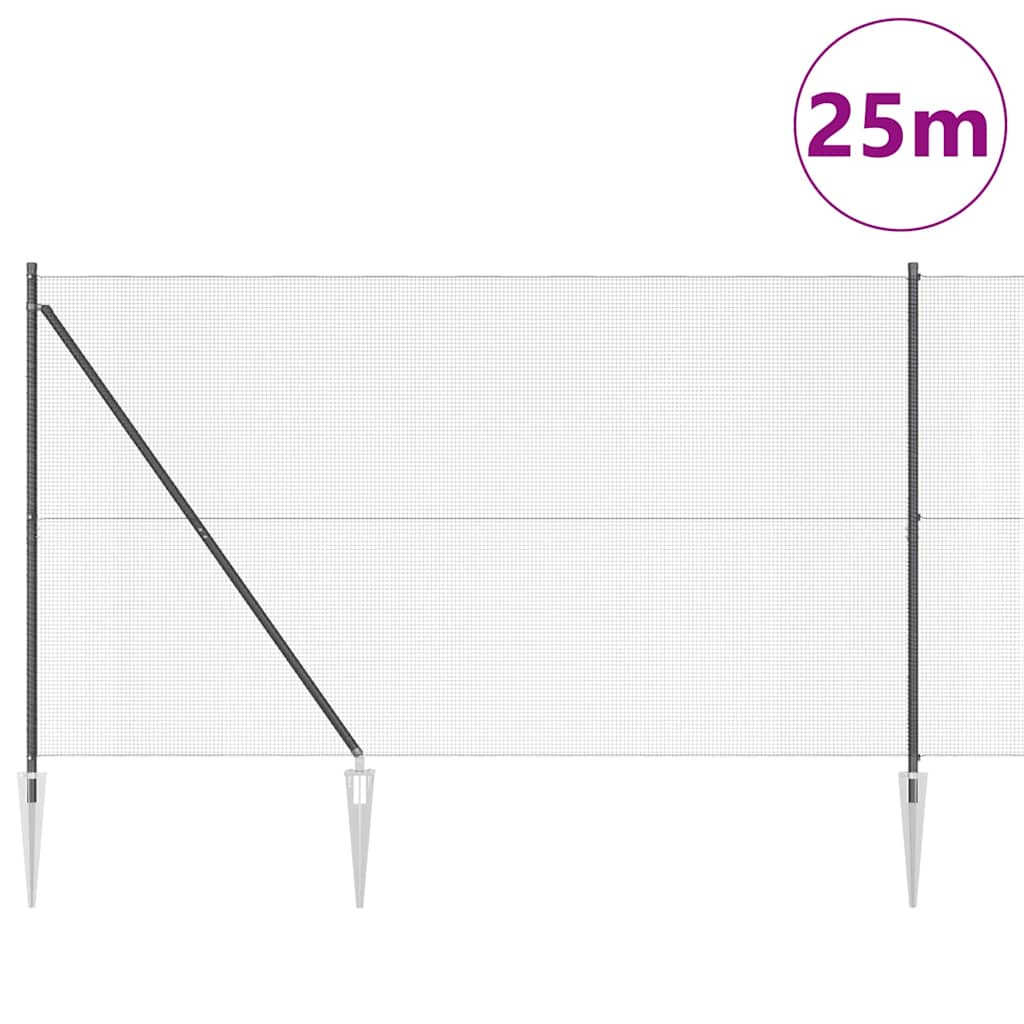 Welded Wire Fence with Spikes 25 x 1.5 m PVC-coated Steel Grey