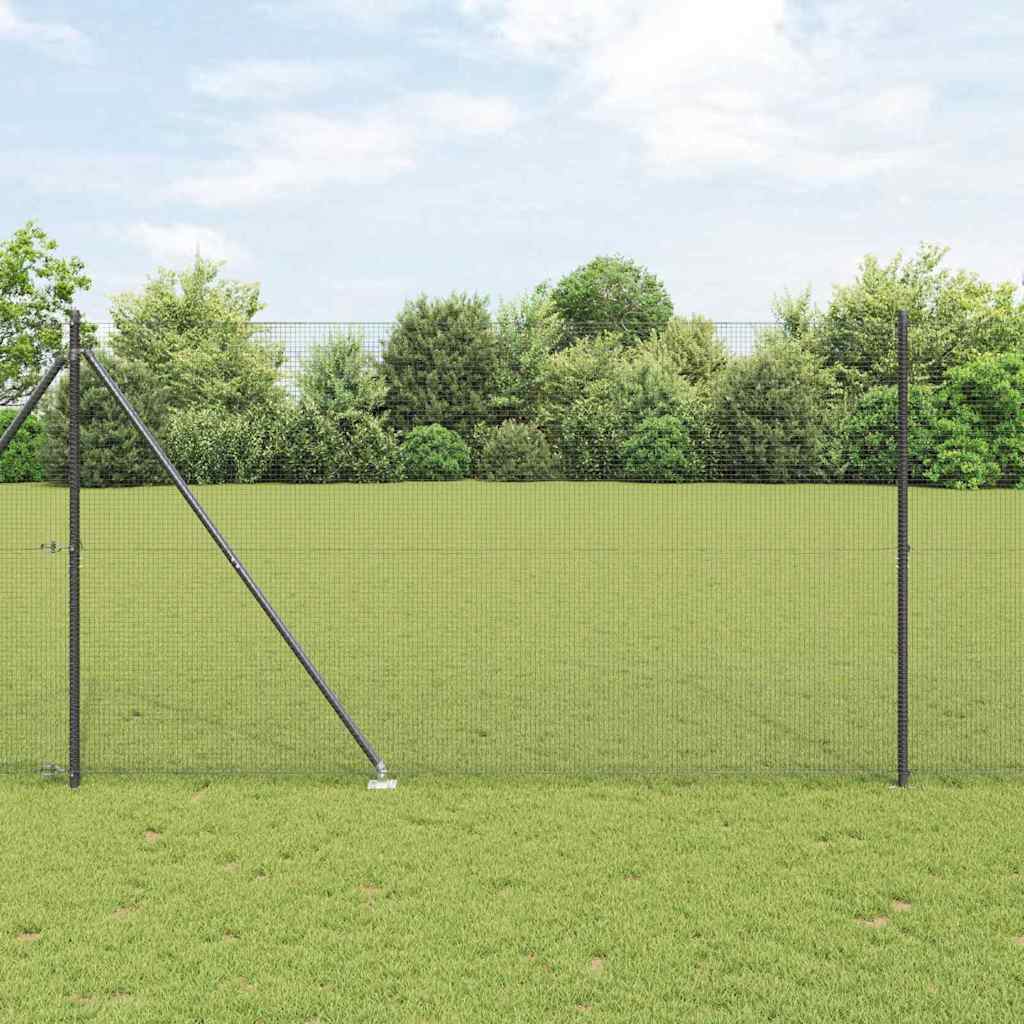 Welded Wire Fence with Spikes 25 x 1.5 m PVC-coated Steel Grey