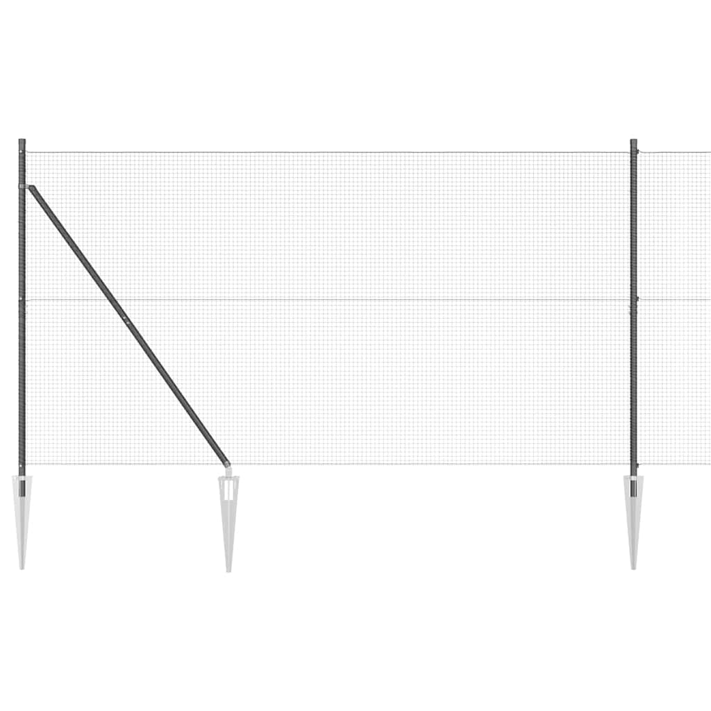 Welded Wire Fence with Spikes 25 x 1.5 m PVC-coated Steel Grey