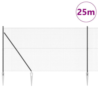 Welded Wire Fence with Spikes 25 x 1.5 m PVC-coated Steel Grey