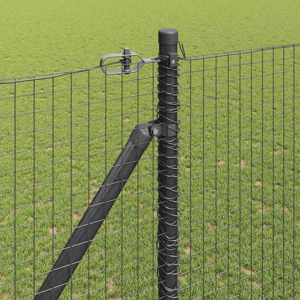 Welded Wire Fence with Spikes 25 x 1.5 m PVC-coated Steel Grey