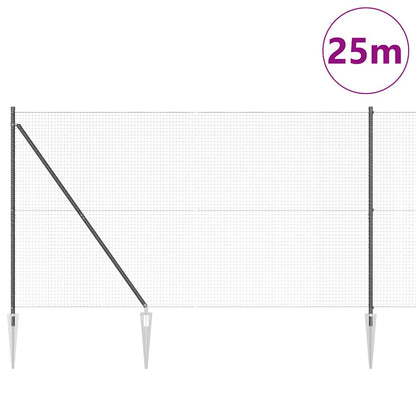Welded Wire Fence with Spikes 25 x 1.5 m PVC-coated Steel Grey