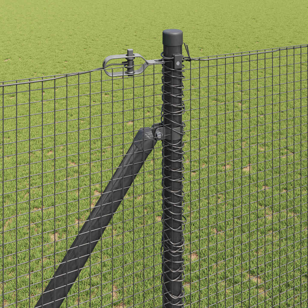 Welded Wire Fence with Spikes Steel and PVC Grey Mesh