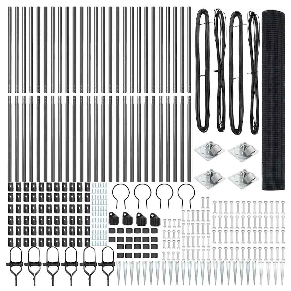 Welded Wire Fence with Spikes 50 x 1.4 m PVC-coated Steel Grey