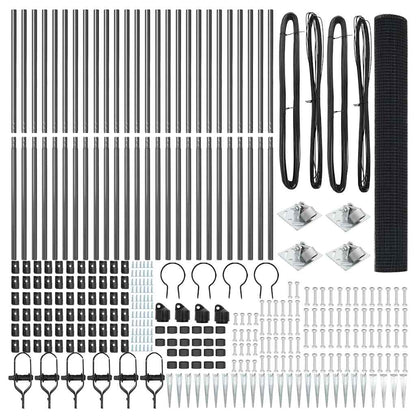 Welded Wire Fence with Spikes 50 x 1.4 m PVC-coated Steel Grey
