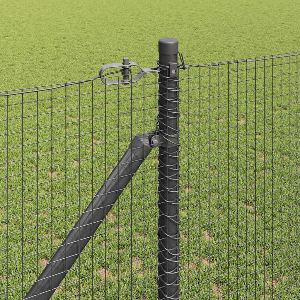 Welded Wire Fence with Spikes 50 x 1.4 m PVC-coated Steel Grey