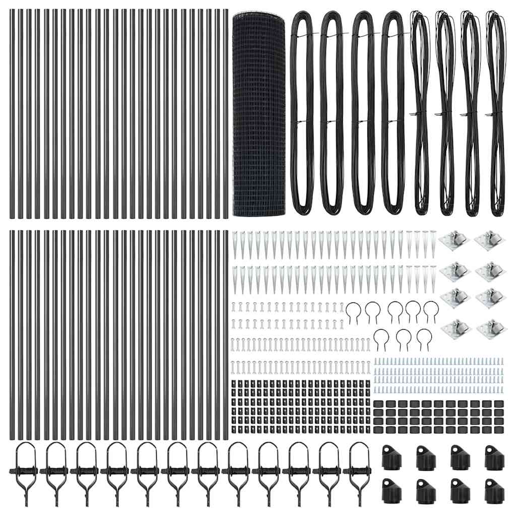 Welded Wire Fence with Spikes 100 x 0.5 m PVC-coated Steel Grey