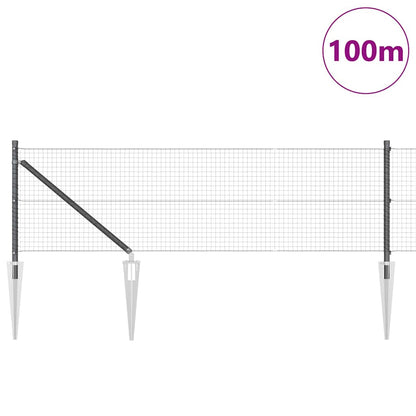 Welded Wire Fence with Spikes 100 x 0.6 m PVC-coated Steel Grey