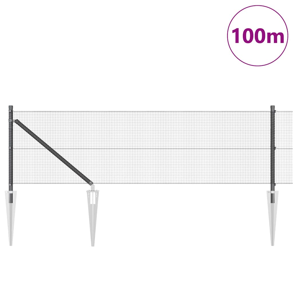 Welded Wire Fence with Spikes 100 x 0.8 m PVC-coated Steel Grey