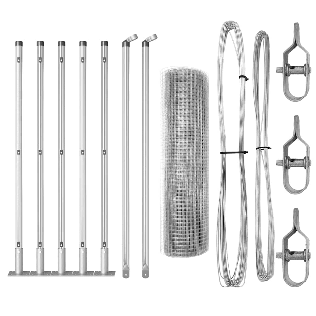 Welded Wire Fence with Concrete Base 10 x 0.5 m Silver Mesh
