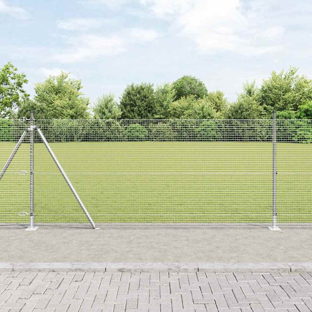 Welded Wire Fence with Concrete Base 10 x 0.8 m Silver Mesh