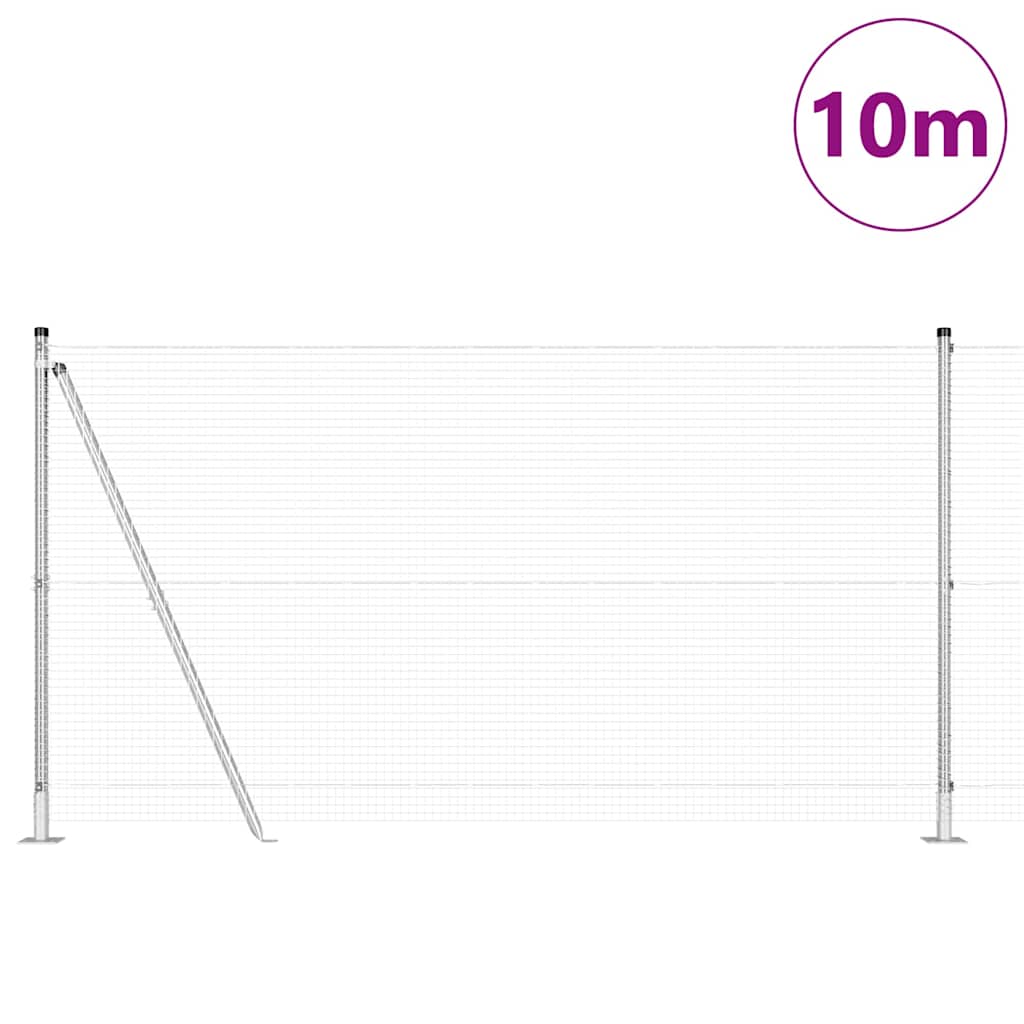 Welded Wire Fence with Concrete Base 10 x 1.2 m Silver Mesh