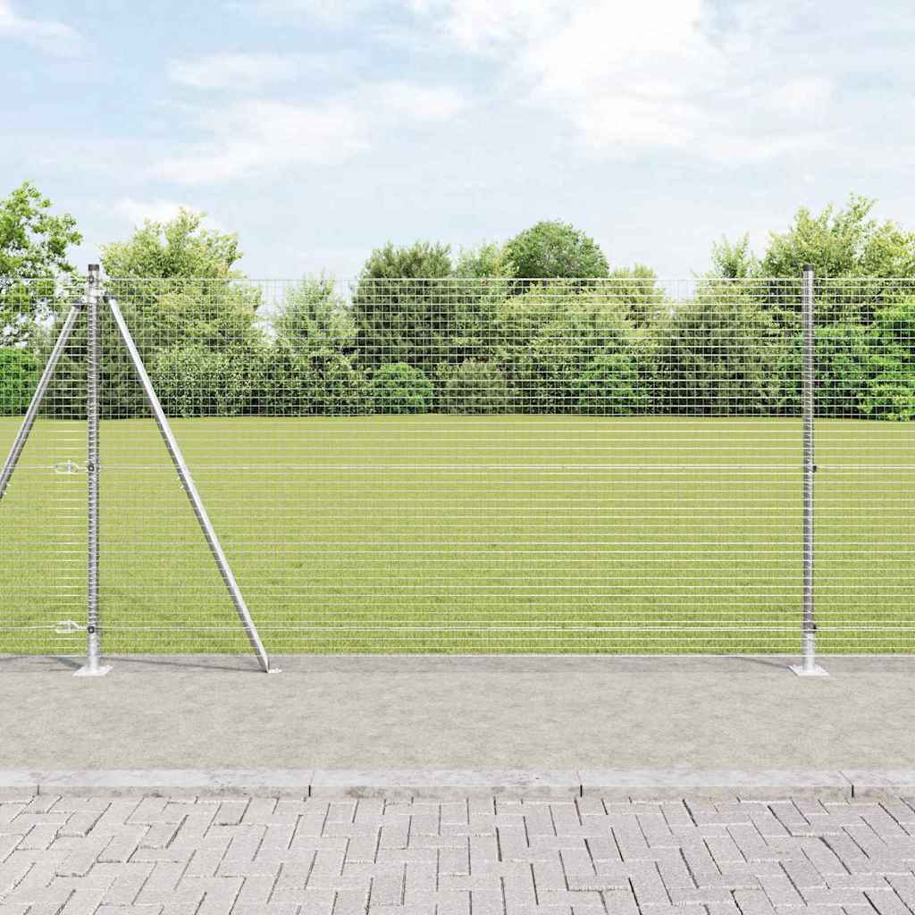 Welded Wire Fence with Concrete Base 10 x 1.2 m Silver Mesh