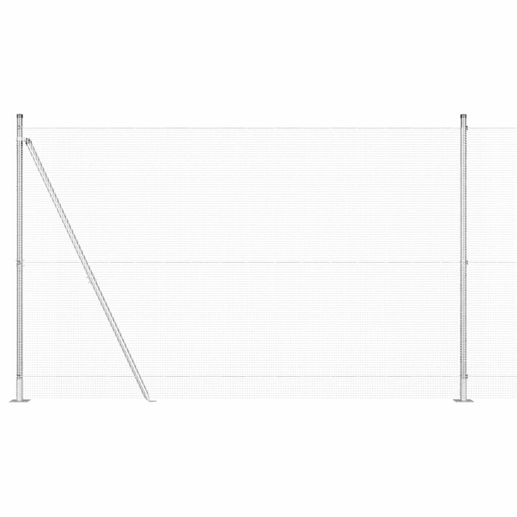Welded Wire Fence with Concrete Base 10 x 1.4 m Silver Mesh