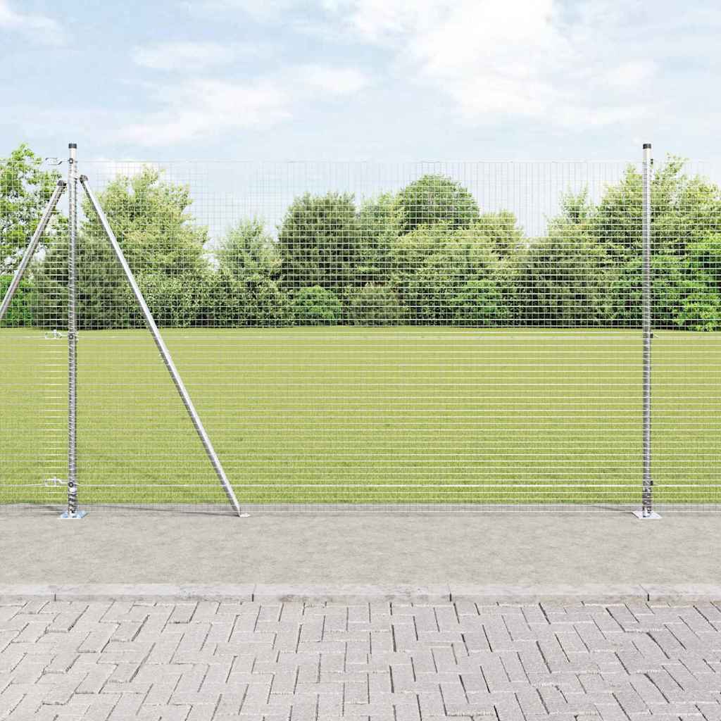 Welded Wire Fence with Concrete Base 10 x 1.4 m Silver Mesh