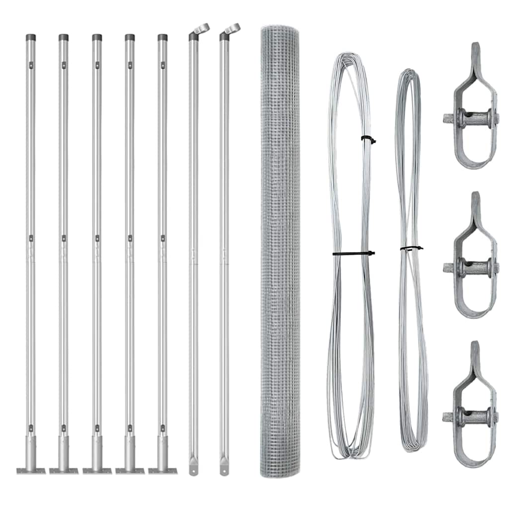 Welded Wire Fence with Concrete Base 10 x 1.5 m Silver Mesh