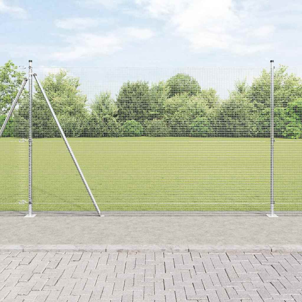 Welded Wire Fence with Concrete Base 10 x 1.6 m Silver Mesh
