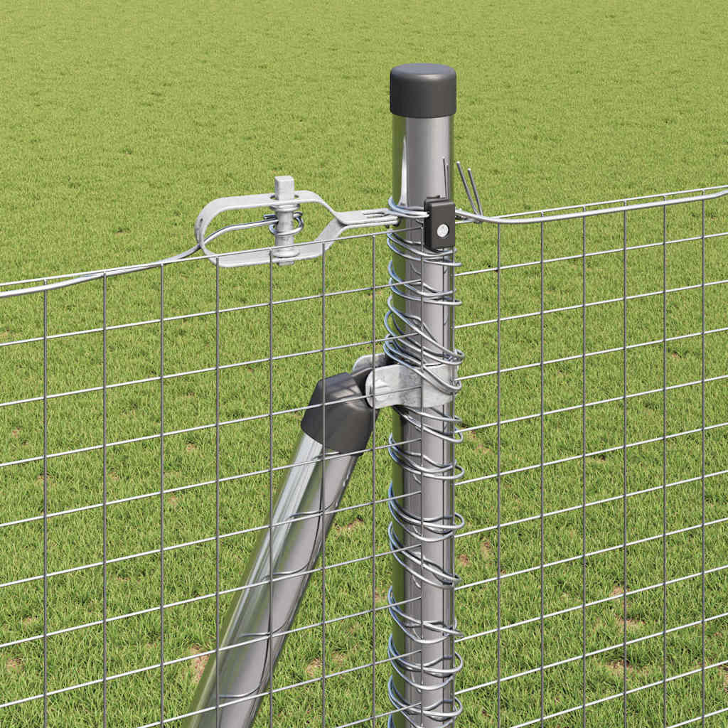 Welded Wire Fence with Concrete Base 10 x 1.6 m Silver Mesh