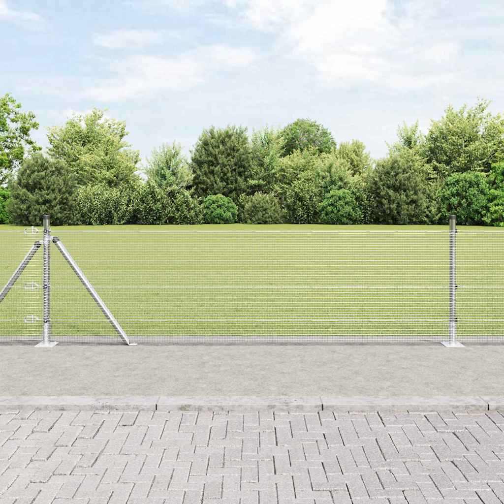 Welded Wire Fence with Concrete Base 25 x 0.4 m Silver Mesh